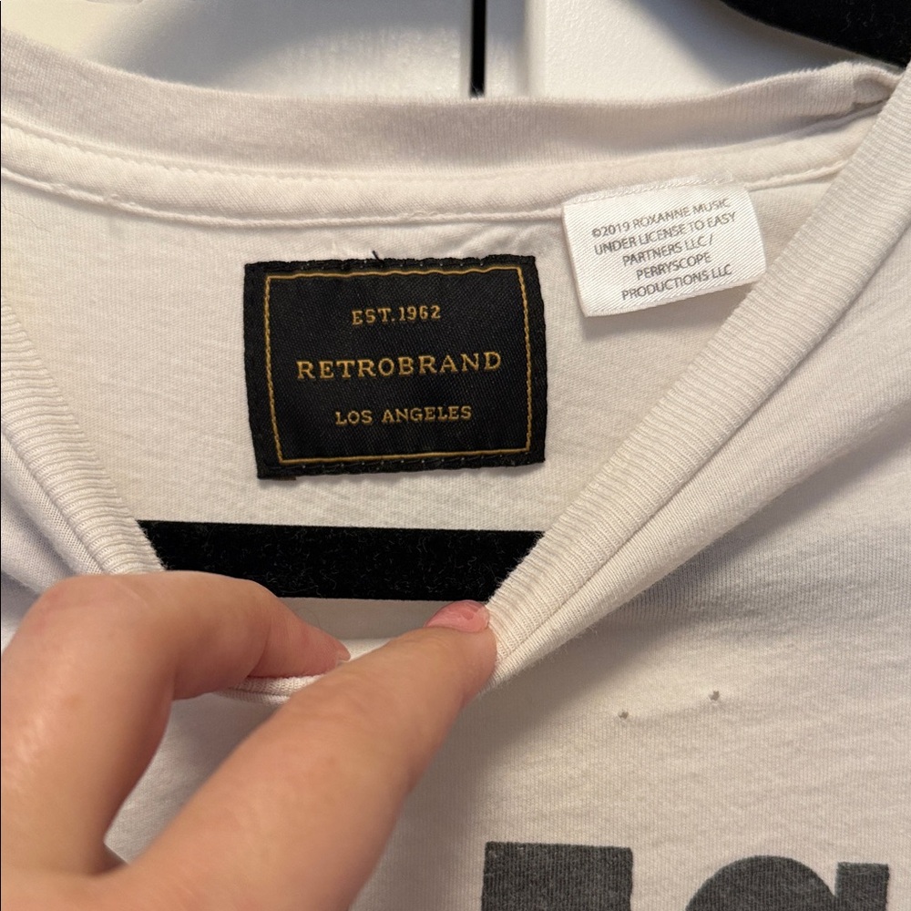 Vintage Concert Graphic Crop Top - White with Black, Blue, and Red Print - Picture 2 of 3